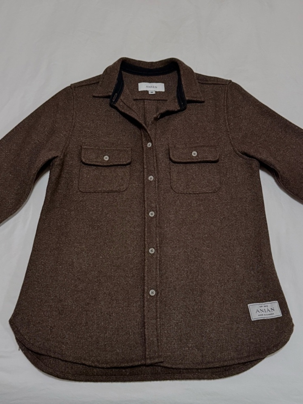 ANIAN Brown Button-Front Wool Berlino Shirt
